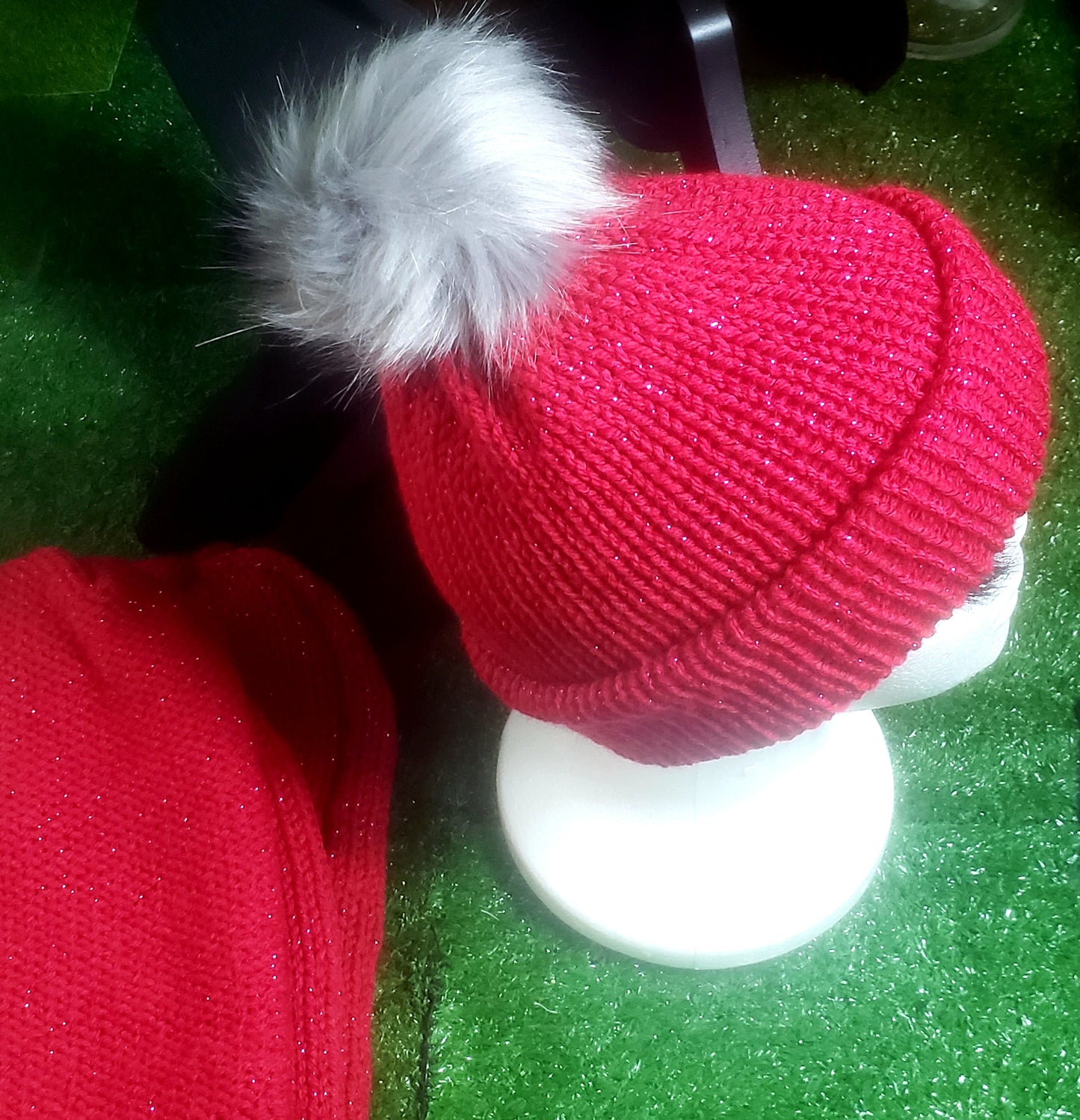 Red Shimmer Cuffed Beenie